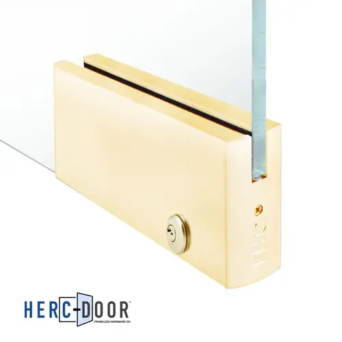 FHC PR4S34SBL 4" Square 12" Patch Rail With Lock For 3/4" Glass - Satin Brass