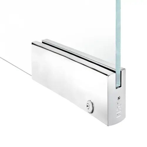 4" Square 12" Patch Rail With Lock For 3/4" Glass - Polished Stainless