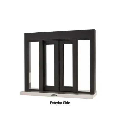 Self-Closing Bi-Parting 0XX0 Window - 42" x 36"- 1/4" Tempered Glass - Dark Black/Bronze Anodized