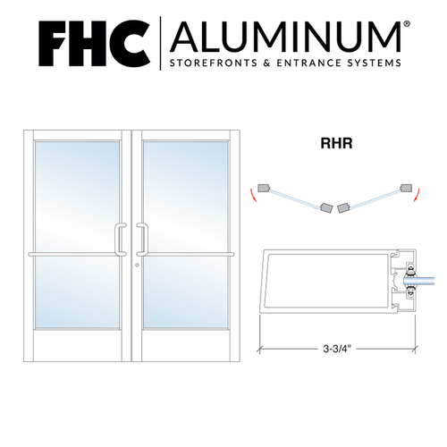 FHC D3410PHSA 300 Series Stock Medium Stile Pair of Aluminum Doors - Continuous Hinge - Satin Anodized