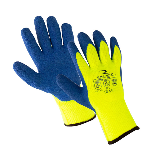 A3 Cut Resistant Hi-Vis Glove Blue Latex Wrinkle Palm - Large Pair