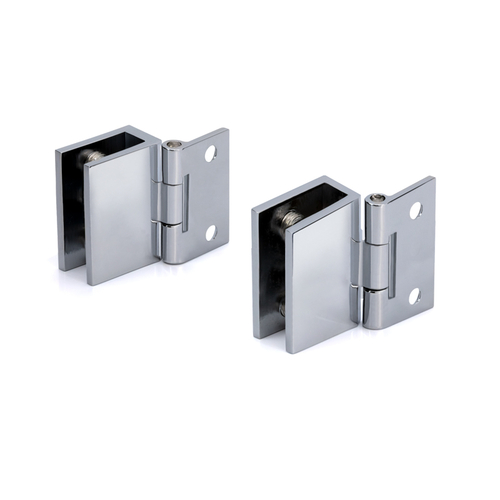 Mini Wall Mount Set Screw Hinges for 3/16" to 1/4" Glass - Chrome - pack of 2