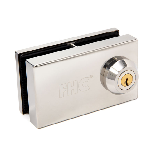 Slip-On Glass-to-Glass Door Lock for 1/2" Thick Glass - Polished Stainless