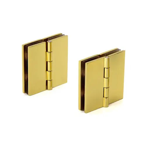 180 Degree Glass-to-Glass Hinges for 1/4" to 5/16" Glass - Polished Brass - pack of 2