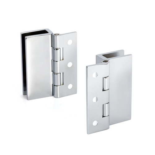 Large Wall Mount Set Screw Hinges for 3/16" to 5/16" Glass - Chrome - pack of 2