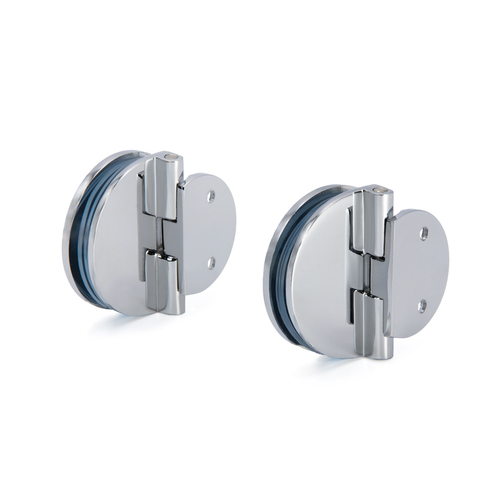 Half Round Series Hinges for 1/4" to 5/16" Glass - Chrome - pack of 2