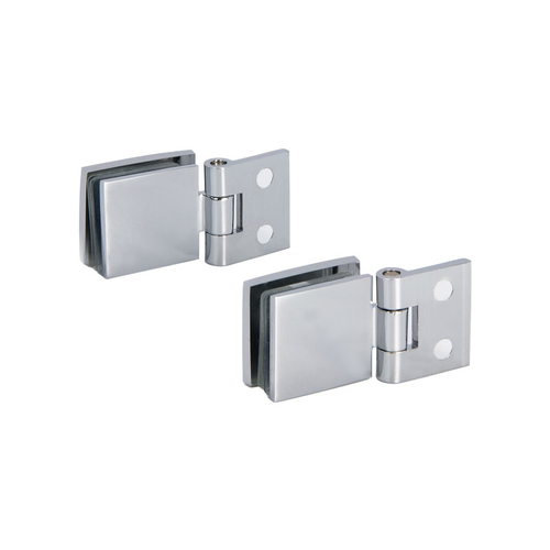 Single Swing Wall-to-Glass Hinges for 1/4" to 5/16" Glass - Chrome - pack of 2