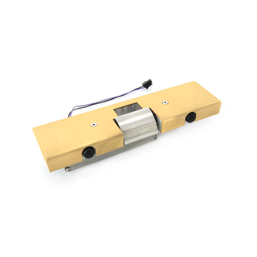 Single Door Electric Strike Stop Kit With HS3101FS Installed - Satin Brass