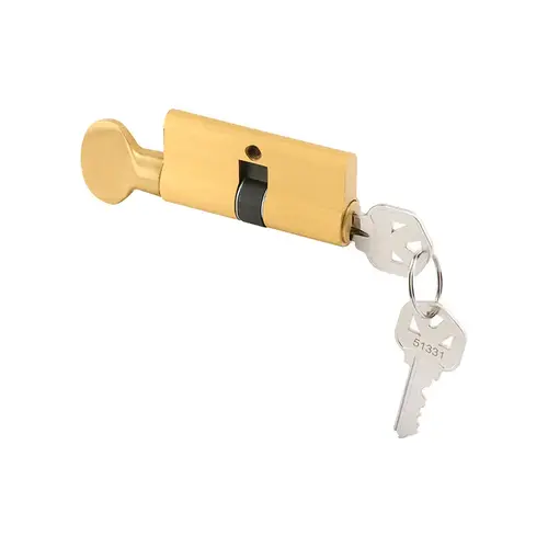 Key Cylinder With Thumbturn - Solid Brass Construction - Polished Brass (Single Pack)