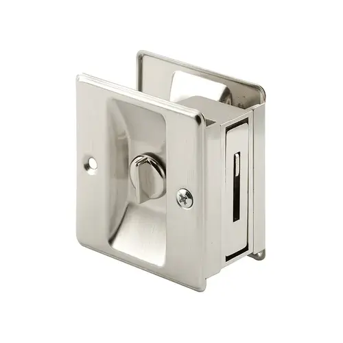 Pocket Door Privacy Lock With Pull - Replace Old Or Damaged Pocket Door Locks Quickly And Easily - Satin Nickel (Single Pack)