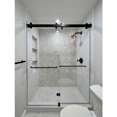 Napa Series 180 Deg Sliding Shower Door Kit - Matte Black