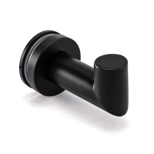 FHC MRH1MB Mitered Thru-Glass Towel/Robe Hook for 3/8" and 1/2" Glass - Matte Black