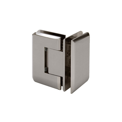 Jr Preston 90 Degree Glass-to-Glass Hinge for 1/4" Glass - Brushed Nickel