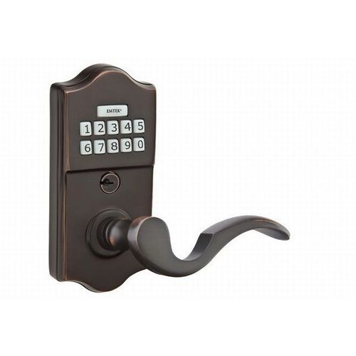 Cortina Left Hand Classic Leverset Electronic Keypad Lock Lever Set with Adjustable Latch Oil Rubbed Bronze Finish