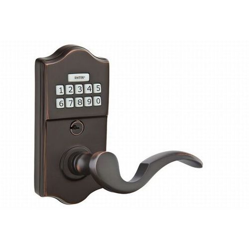 Emtek E2000CUS10BRH Cortina Right Hand Classic Leverset Electronic Keypad Lock Lever Set with Adjustable Latch Oil Rubbed Bronze Finish