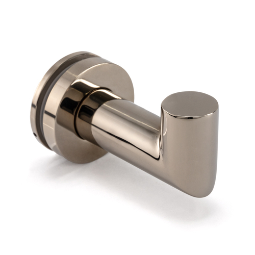 FHC MRH1PN Mitered Thru-Glass Towel/Robe Hook for 3/8" and 1/2" Glass - Polished Nickel