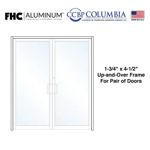 1-3/4" x 4-1/2" Up and Over Frame for Pair of Doors Prepped for Offset Pivots and an Overhead Stop - No Threshold - Custom Kynar Painted - Custom Size / Hardware Prep