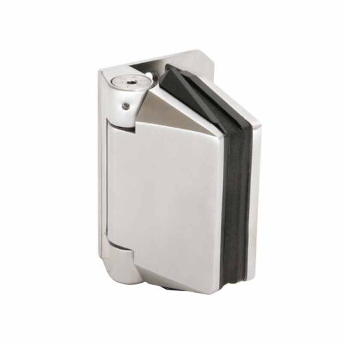 Polaris 125 Series Gate Hinge Glass-to-Wall or Post for 3/8" - 1/2" Glass - Brushed Stainless Steel Pair