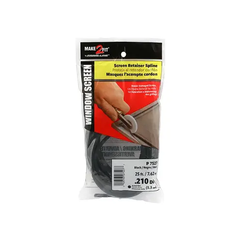 Screen Retainer Spline - 0.210" - 25 Foot - Black (Single Pack)