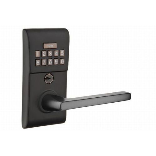 Emtek E2020HLOUS19LH Helios Left Hand Modern Leverset Electronic Keypad Lock with Adjustable Latch Flat Black Finish