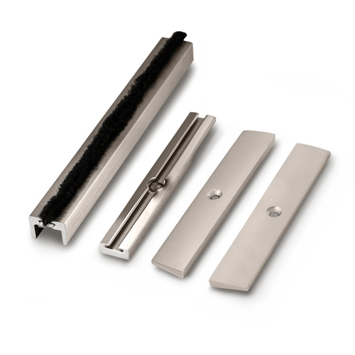 Weatherstrip Kit with Aluminum Channel for 4" Square Rail - Brushed Stainless