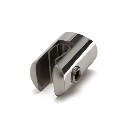 Stainless Fixed Glass Fitting For 1-1/2" Tubing Fits 1/4"- 3/8" Glass - Polished Stainless