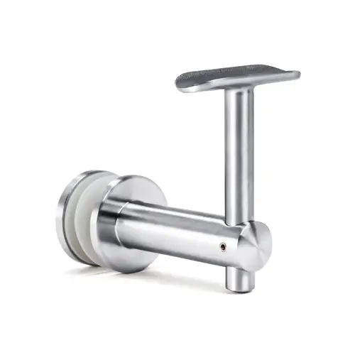 Glass Mounted Bracket - Fixed Saddle and Adjustable Height - Polished Stainless