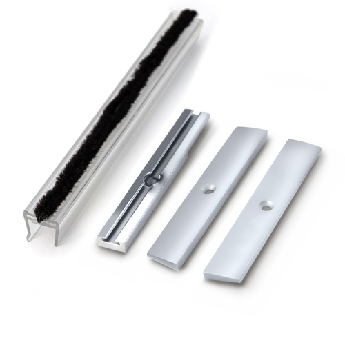 Weatherstrip Kit with Clear Polycarbonate Channel for 4" Square Rail - Polished Stainless