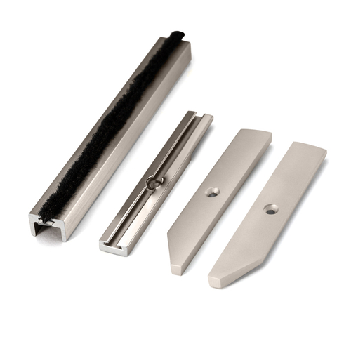 Weatherstrip Kit with Aluminum Channel for 4" Tapered Rail - Brushed Stainless