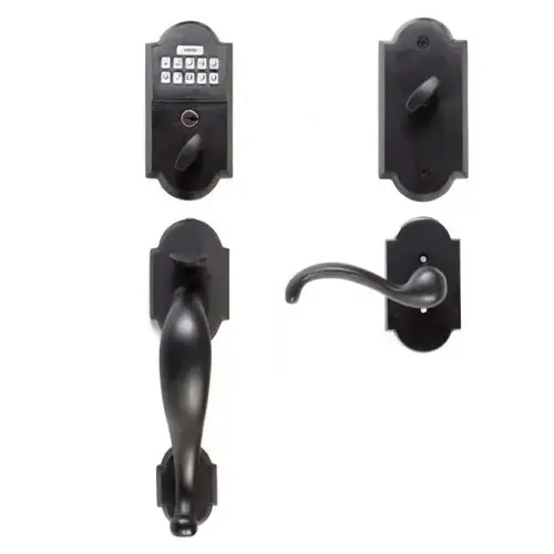 Teton Right Hand with Sandcast Bronze Electronic Keypad Single Cylinder Handleset Flat Black Finish