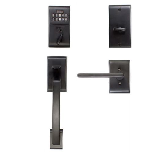 Helios Right Hand with Modern Electronic Keypad Single Cylinder Handleset Flat Black Finish