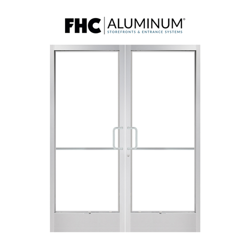 FHC D2210P103DU 200 Series Narrow Stile Pair of Aluminum Doors with 2-1/4" Top Rails and 10" Bottom Rails - 1" Glass Stops - Offset Pivots - Black Bronze Anodized