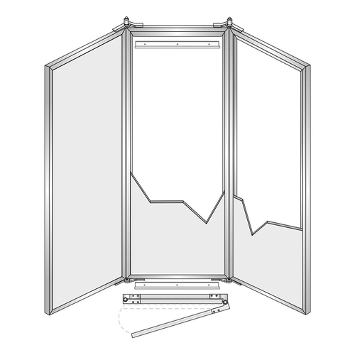 Custom Triple Mirror Frame with 11/16" Face and Offset Adjustable Tension Hinge - Brite Gold Anodized