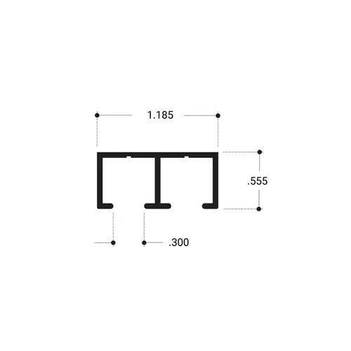 Double Top TrackAluminum Channel - Dark Black/Bronze Anodized 144" Length