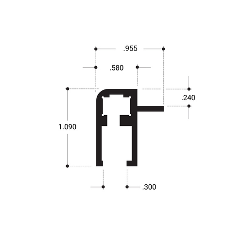 Front Top Rail ExtrusionAluminum Extrusion - Clear Anodized 144" Length