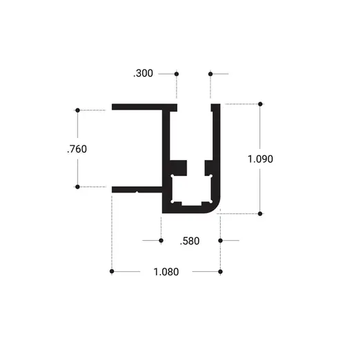 Showcase Base Rail Aluminum Extrusion - Brite Anodized 144" Length