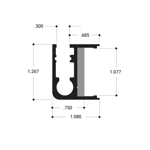 Showcase Vertical Door Upright Extrusion- Brite Anodized  36" Stock Length - pack of 4