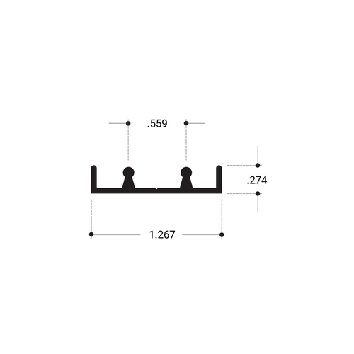 Wood End Showcase Lower TrackAluminum Extrusion - Clear Anodized 144" Length