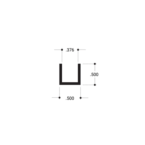 U-Channel 3/8"Aluminum Extrusion - Dark Black/Bronze Anodized  18" Length - pack of 5