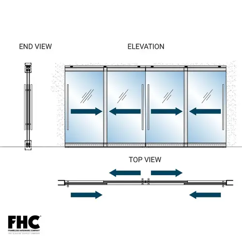 TRS100 Top Rolling Door System - XXXX 4 Panel Slider Bypass - 4" Tapered Top and Bottom Rail - Custom Paint