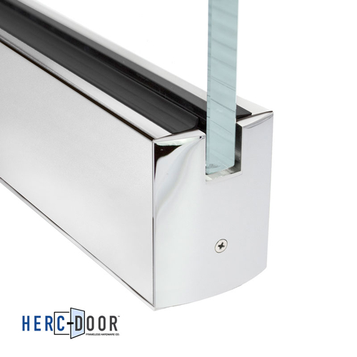 2-1/2" Sidelite Rail Square Profile - 120" Stock Length With Reversible Saddle - 3/4" Glass - Polished Stainless