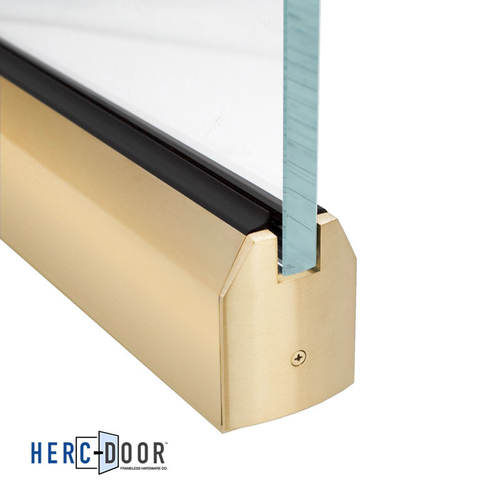 2-1/2" Tall - Low Profile Sidelite Rail Tapered Profile - 1/2" Glass - 240" Length - Satin Brass