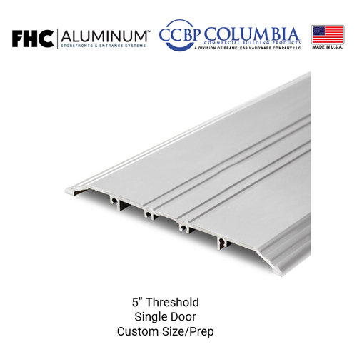 5" Threshold for Single Doors Prepped for Center Hung Hardware - Satin Anodized - Custom Length or Hardware Prep