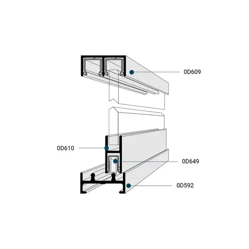 Classic Track Assembly 0D609 Upper/0D592 Lower with Steel Ball Bearing Wheels Brite Anodized 144" Length