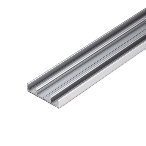 Wood End Showcase Lower Track Aluminum Extrusion - Brite Anodized 144" Length