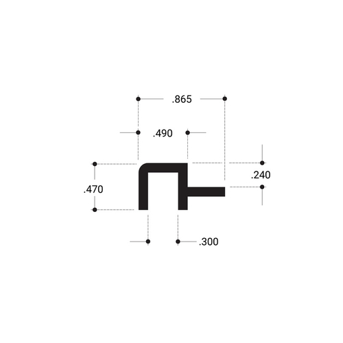 Wood End Showcase Top RailAluminum Extrusion - Brite Anodized  48" Stock Length - pack of 3