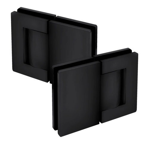 Panorama Series Self Closing Hydraulic Hinge - Sold in Pairs - Glass to Glass No Hold Open - Matte Black