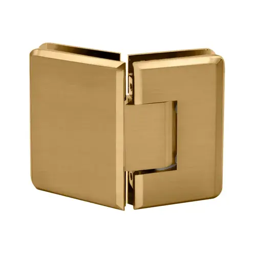 Preston Series 135 Degree Adjustable Glass-to-Glass Hinge for 3/8" to 1/2" Glass - Satin Brass