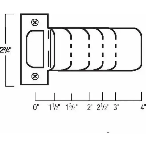 2-3/4" T Strike with 1-3/4" Extended Lip Bright Brass Finish