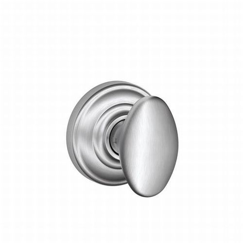 Siena Knob with Andover Rose Passage Lock with 16080 Latch and 10027 Strike Satin Chrome Finish